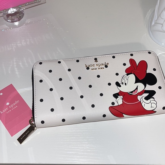 KATE SPADE DISNEY POLKA DOT LARGE CONTINENTAL WALLET Minnie Mouse - Picture 10 of 11